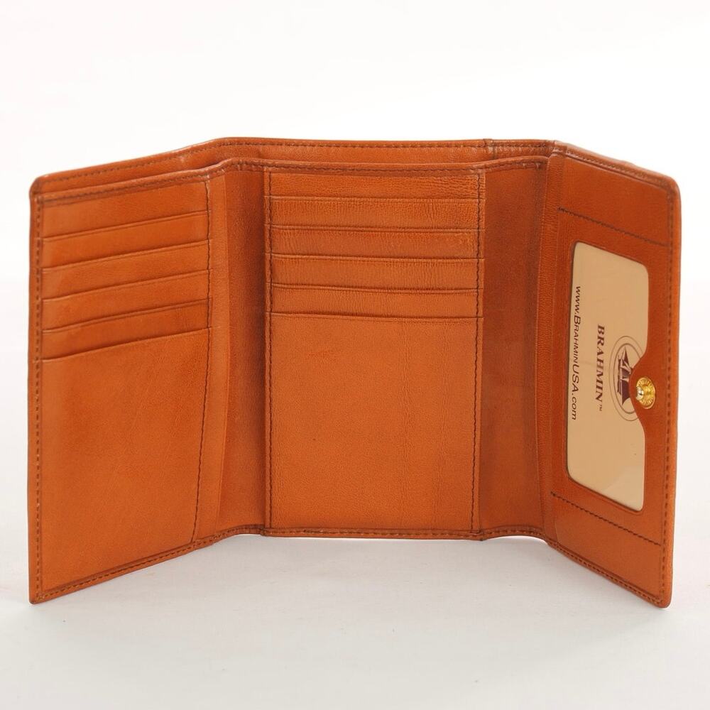 Brahmin Brown Leather Wallet Bifold Flap Snap Organizer Card Holder - Picture 2 of 8